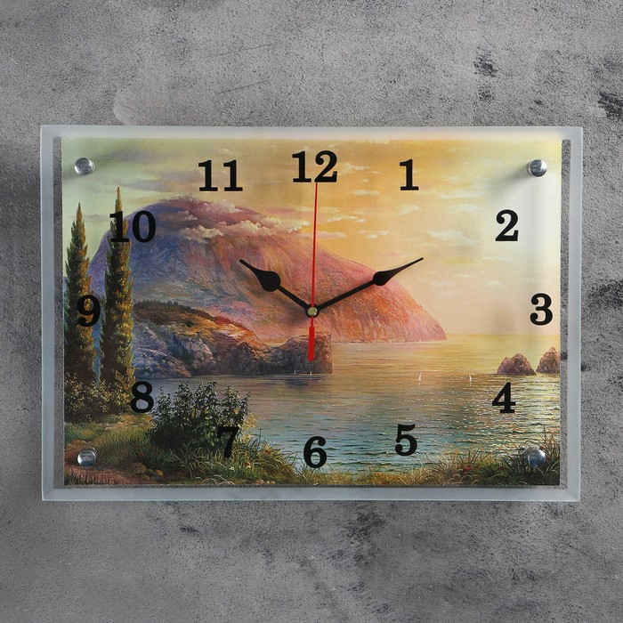 Часы-картина настенные, серия: Природа, "Море и горы", 25х35  см