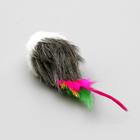 Мышь меховая "Пушистик" с перьями 7,5 см, микс цветов - фото 8257443