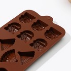 Форма для кондитерских украшений Доляна «Дамский набор», силикон, 21×11×1.5 см, 14 ячеек, коричневая - Фото 3