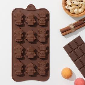 Форма для шоколада Доляна «Роботы», силикон, 21×11×1,5 см, 12 ячеек