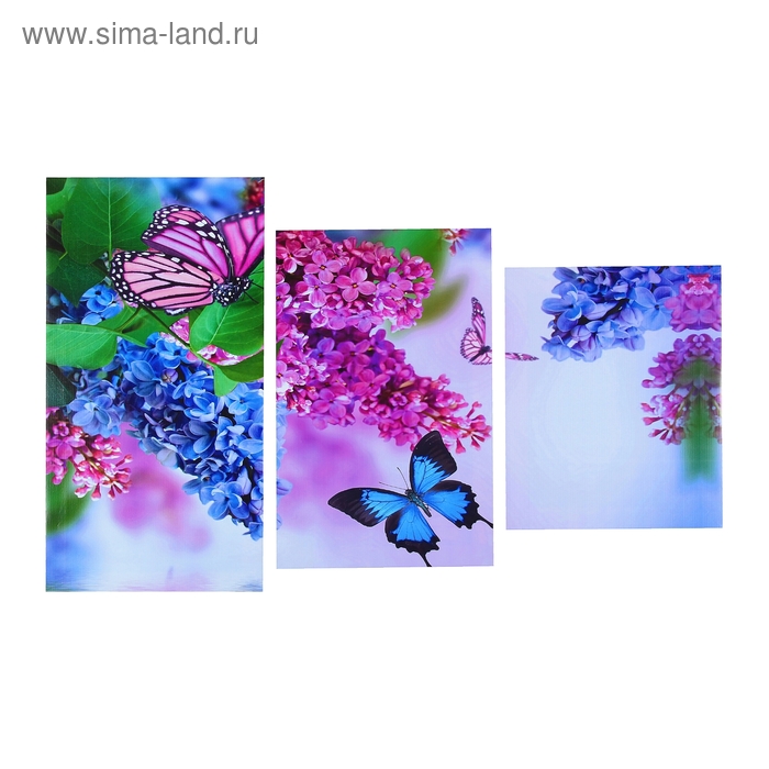 Картина модульная на подрамнике "Бабочка в цветах" 30х35,30х46,30х56 см; 90х56 см - Фото 1