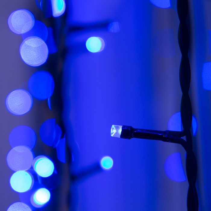 Гирлянда «Занавес» 2 × 6 м, IP44, УМС, тёмная нить, 1440 LED, свечение синее, 220 В - фото 1896523329
