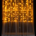 Гирлянда «Занавес» 1.5 × 1 м, IP20, прозрачная нить, 180 LED, свечение жёлтое, 8 режимов, 220 В - фото 317874851