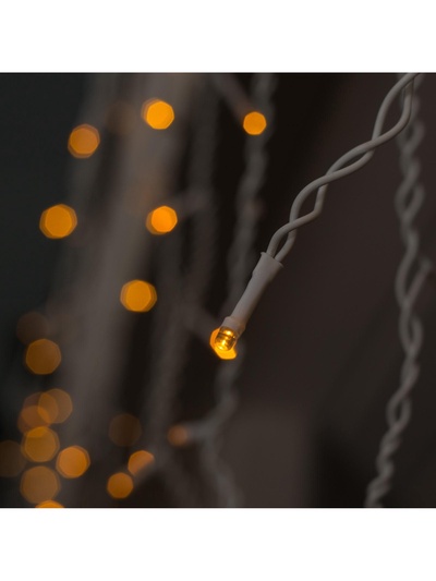 Гирлянда «Бахрома» 3×0.6 м, IP44, УМС, белая нить, 160 LED, свечение жёлтое, 220 В