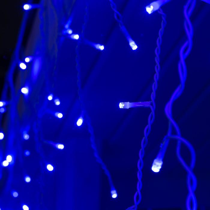 Гирлянда «Бахрома» 3 × 0.6 м, IP44, УМС, белая нить, 160 LED, свечение синее, 220 В - фото 1900947413