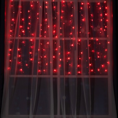 Гирлянда «Занавес» 1.5 × 1 м, IP20, прозрачная нить, 180 LED, свечение красное, 8 режимов, 220 В