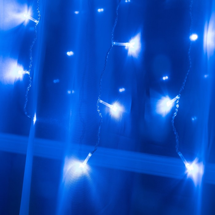 Гирлянда «Занавес» 1.5 × 1 м, IP20, прозрачная нить, 180 LED, свечение синее, 8 режимов, 220 В - фото 1889143025