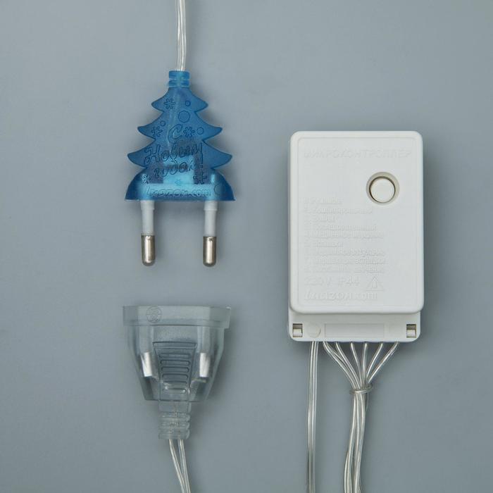 Гирлянда «Занавес» 1.5 × 1 м, IP20, прозрачная нить, 180 LED, свечение синее, 8 режимов, 220 В - фото 1889143027
