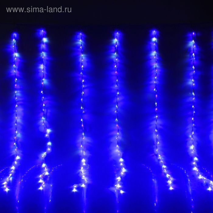 ВОДОПАД, Ш:1.5 м, В:1 м, Н.С. LED-300-220V, контр. 8 режимов, БЕЛО-СИНИЙ - Фото 1