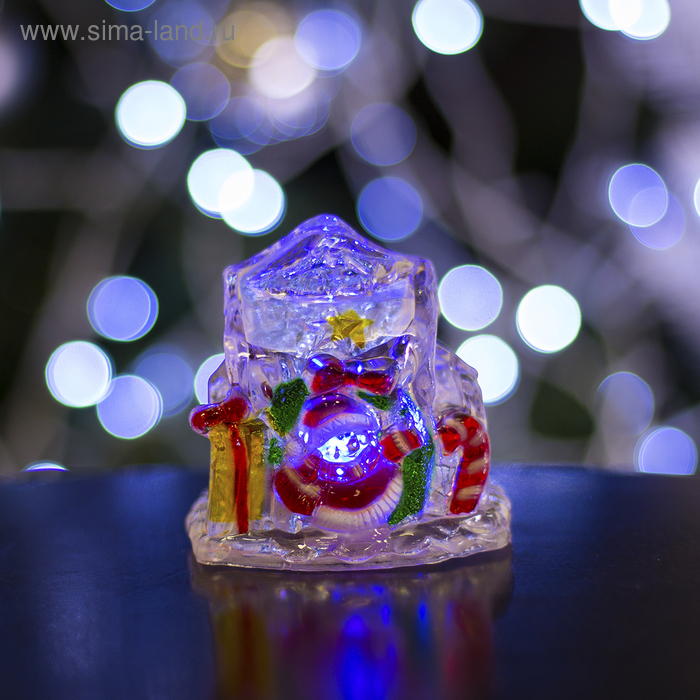 Игрушка световая "Домик с подарками снеговика" (батарейки в комплекте) 1 LED, RGB - Фото 1