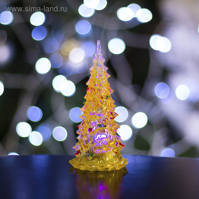 Игрушка световая "Ёлочка радуга загадка" (батарейки в комплекте) 12 см, 1 LED, RGB, ЖЁЛТАЯ - Фото 1