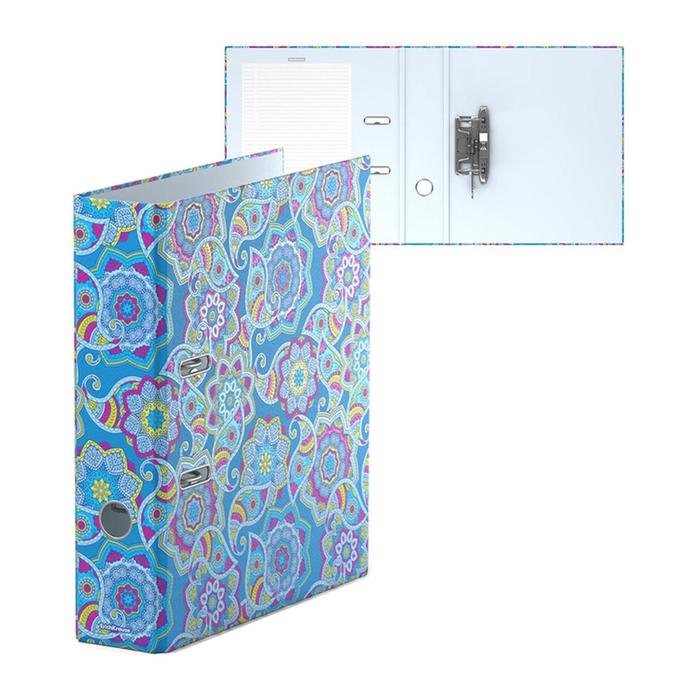 Папка-регистратор А4, 70 мм, ErichKrause Enigma, собранная, ламинированная с УФ-лаком, синяя, вместимость 450 листов - Фото 1