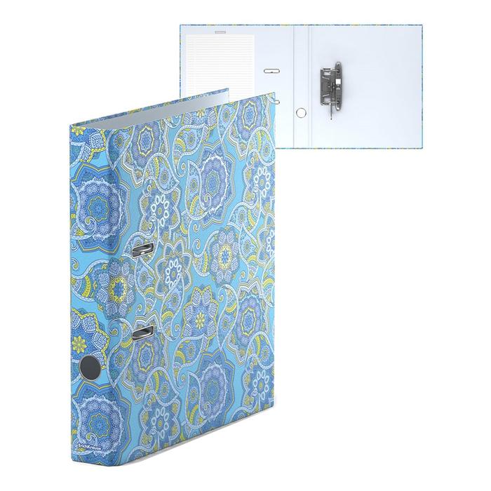 Папка–регистратор А4, 50 мм, ErichKrause Enigma, собранная, ламинированная с УФ-лаком, голубая, вместимость 350 листов - Фото 1