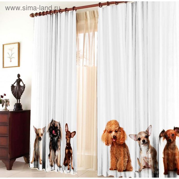 Комплект штор "С собачками", ширина 145 см, высота 270 см +/-5 см-2 шт. - Фото 1