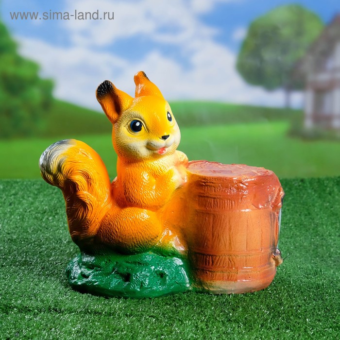 Садовая фигура "Белка с бочкой" 24х12х26см - Фото 1