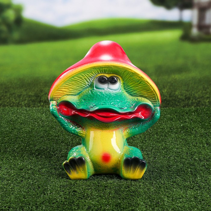 Садовая фигура "Лягушка Гриб", разноцветная, гипс, 29 см - Фото 1