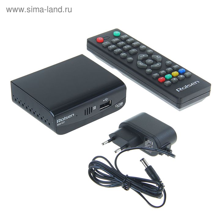 Приставка для цифрового ТВ Rolsen RDB-527, FullHD, DVB-T2, HDMI, RCA, USB, черная - Фото 1