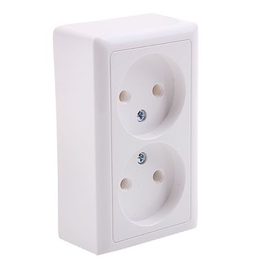 Розетка двойная SE «Хит», 16 А, 250 В, накладная, без з/к, IP20, белая, RA16-237-B