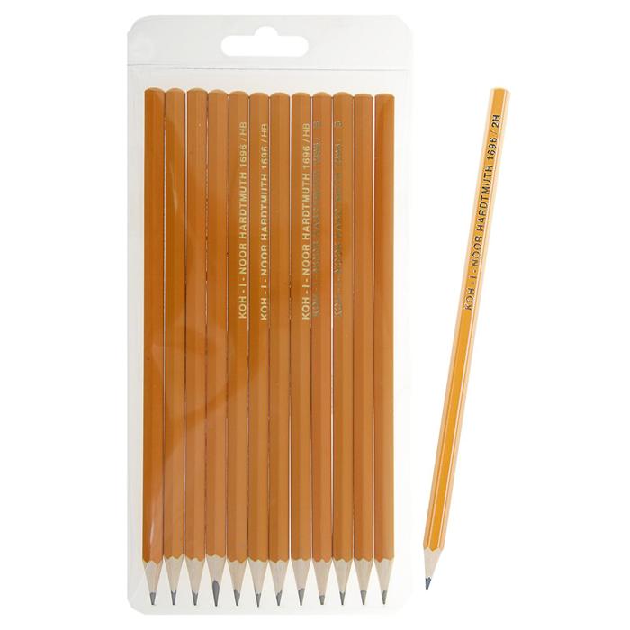 Набор карандашей чернографитных Koh-I-Noor 1696, 12 штук, разной твёрдости, шестигранные, деревянные - Фото 1