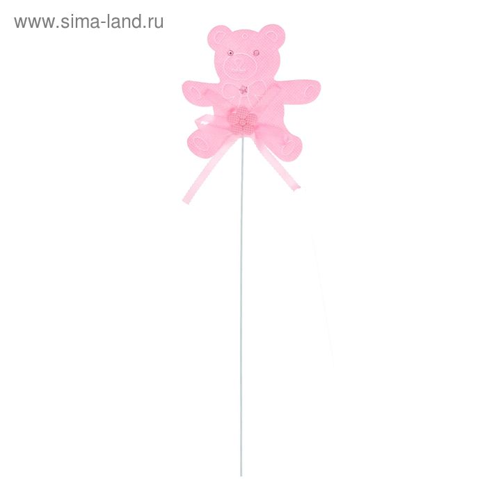 Топпер «Мишка», набор 6 шт., цвет розовый - Фото 1