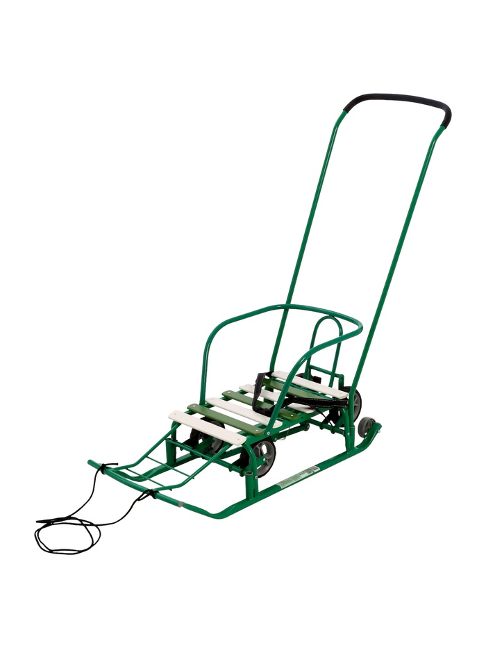 Санки детские с колёсами «Тимка 5 универсал», с ручкой, цвет зелёный