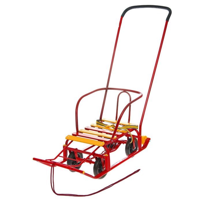 Санки «Тимка 5 универсал» с толкателем, цвет красный