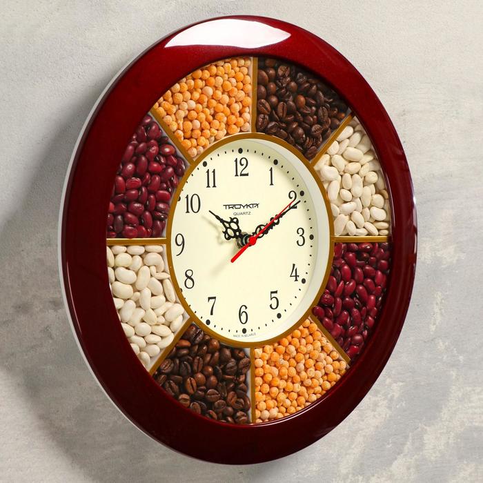 Часы настенные, серия: Кухня, "Специи", d-29 см, бордовый обод - фото 1884722727