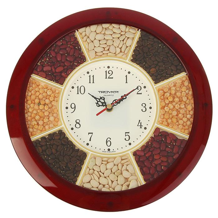 Часы настенные, серия: Кухня, "Специи", d-29 см, бордовый обод - фото 1905348055