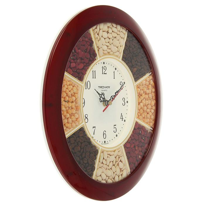 Часы настенные, серия: Кухня, "Специи", d-29 см, бордовый обод - фото 1905348056