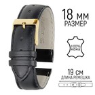 Ремешок для часов, мужской, 18 мм, запряжник 75 мм, горт 115 мм, натуральная кожа, черный - Фото 1