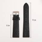 Ремешок для часов, мужской, 22 мм, запряжник 75 мм, горт 115 мм, натуральная кожа, чёрный - Фото 2