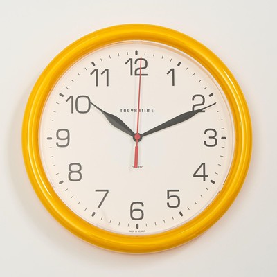 Часы настенные, серия: Классика, d=24 см, плавный ход, жёлтый обод