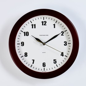 Часы настенные, серия: Классика, d-29 см, бордовый обод