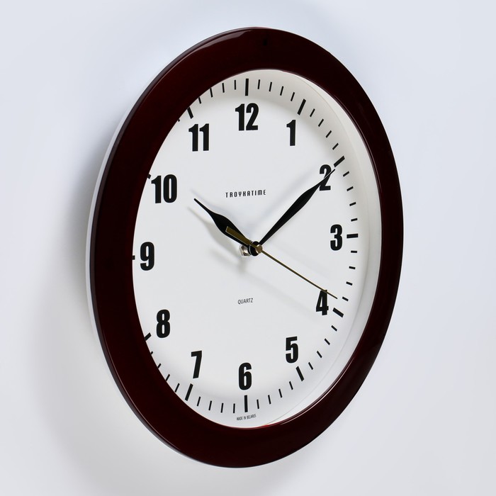 Часы настенные, серия: Классика, d-29 см, бордовый обод - фото 1905348073