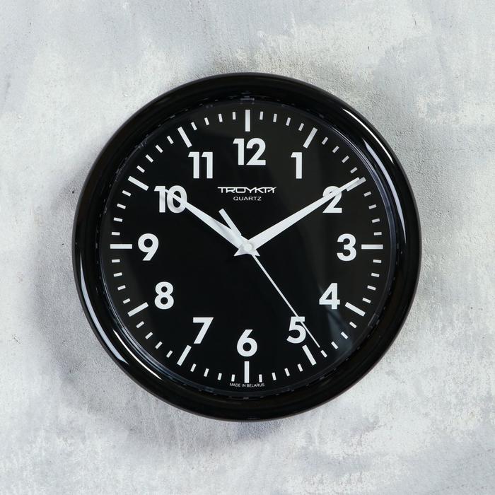 Часы настенные, серия: Классика, плавный ход, d=24 см, черный обод - Фото 1