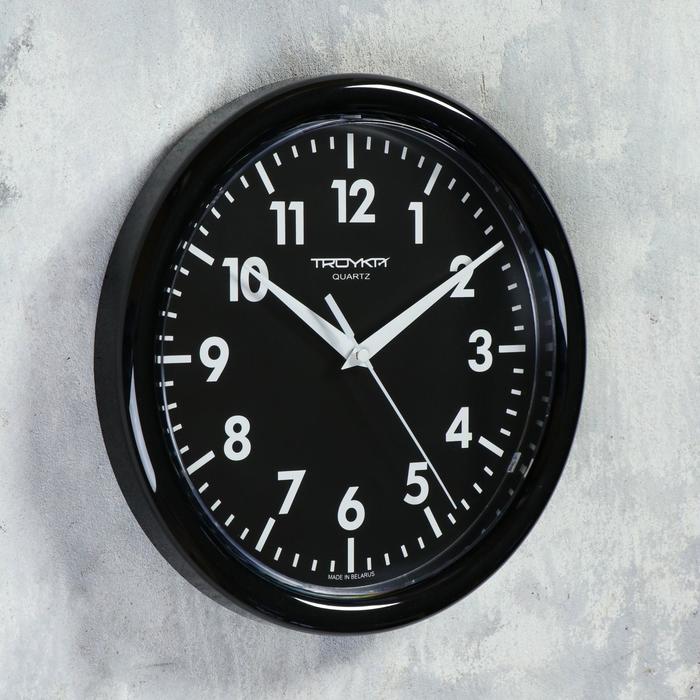 Часы настенные, серия: Классика, плавный ход, d=24 см, черный обод - фото 1925777033