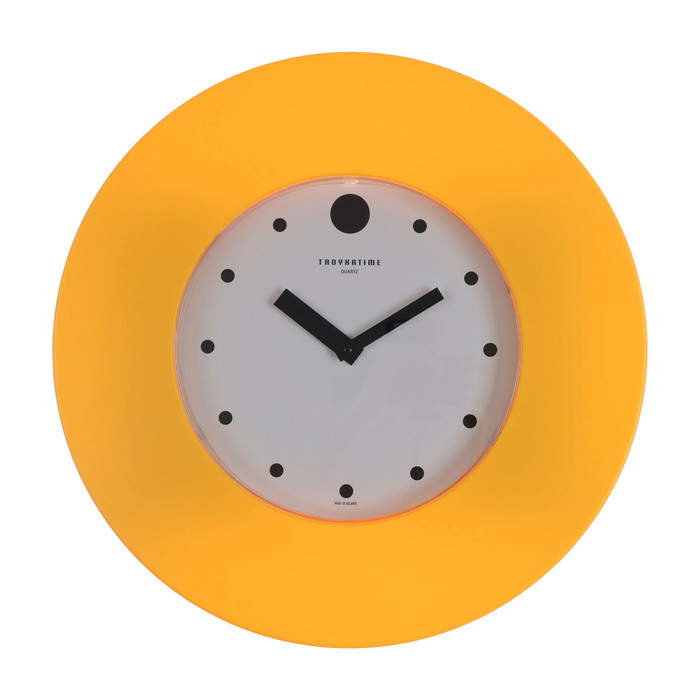 Часы настенные, серия: Классика, плавный ход, d-37 см, широкий желтый обод - фото 1905348077