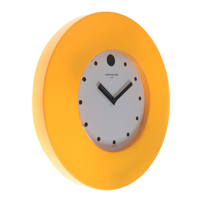 Часы настенные, серия: Классика, плавный ход, d-37 см, широкий желтый обод - фото 1905348078