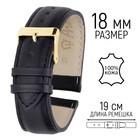 Ремешок для часов, мужской, 18 мм, запряжник 75 мм, горт 115 мм, натуральная кожа, черный - Фото 1