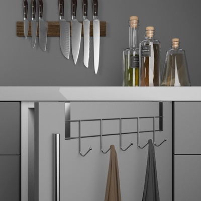 Вешалка на дверцу толщиной 2 см, Доляна «Блеск», 5 крючков, 24.5×10×6 см, хром