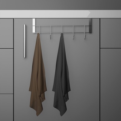 Вешалка на дверцу толщиной 2 см, Доляна «Блеск», 5 крючков, 24.5×10×6 см, хром