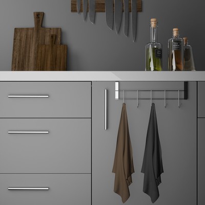 Вешалка на дверцу толщиной 2 см, Доляна «Блеск», 5 крючков, 24.5×10×6 см, хром