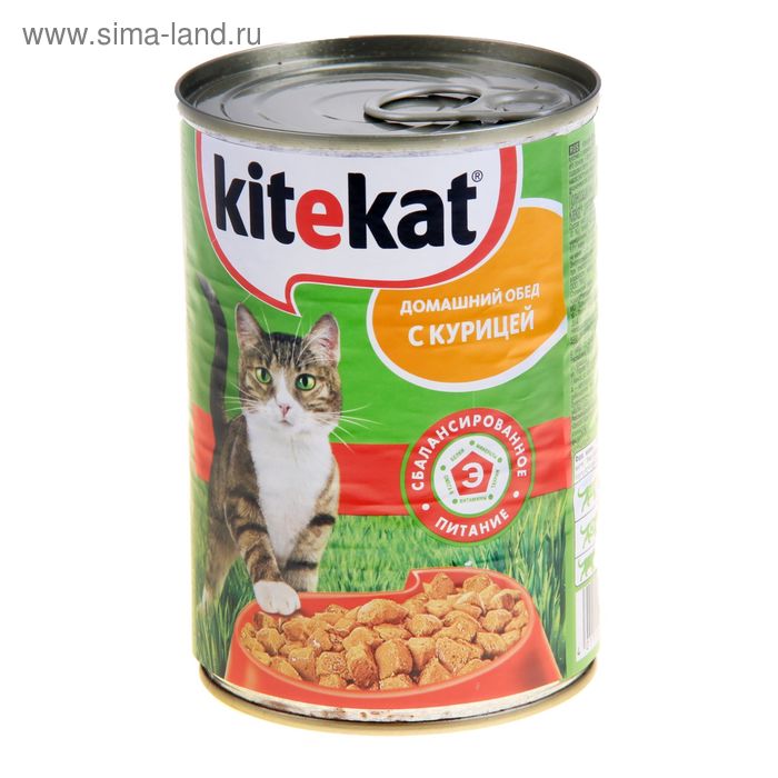Влажный корм KiteKat для кошек, курица, ж/б, 410 г - Фото 1