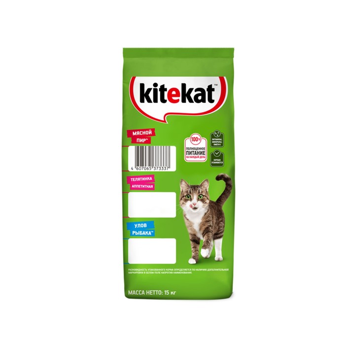 Сухой корм KiteKat "Мясной пир" для кошек, 15 кг - Фото 1