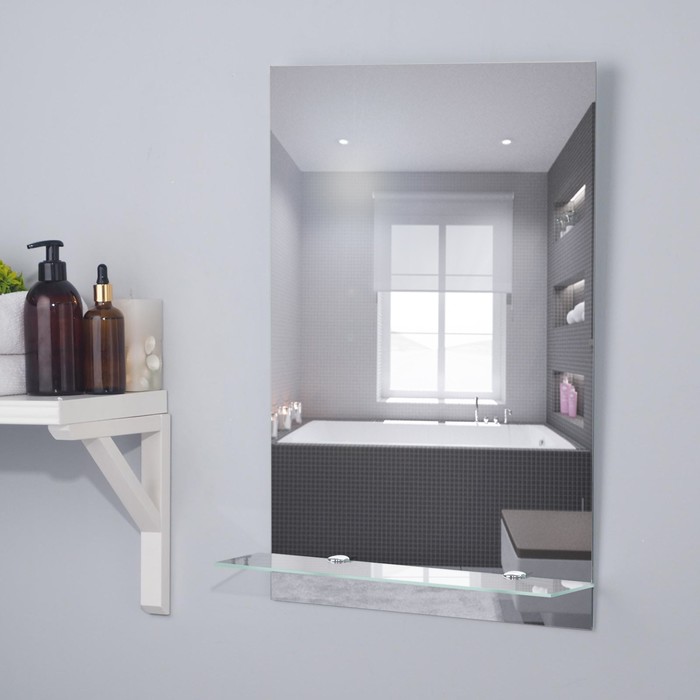 Зеркало «Прямоугольник», настенное, с полочкой, 39×59 cм - Фото 1