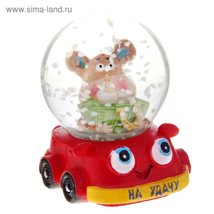Сувенир снежный шар "На удачу. Обезьянка с деньгами", d=4,5 см - Фото 1
