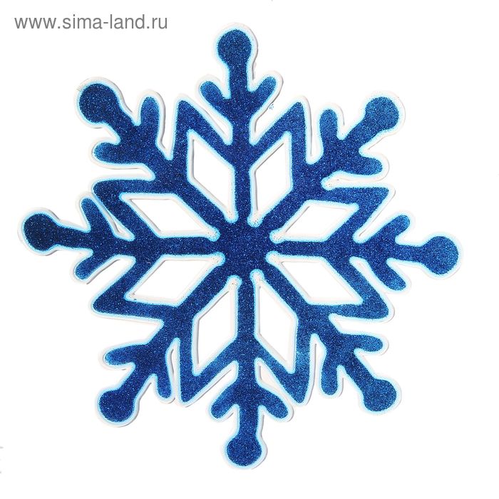 Наклейка на стекло "Снежинка морозная" d-15,5 см, синяя - Фото 1