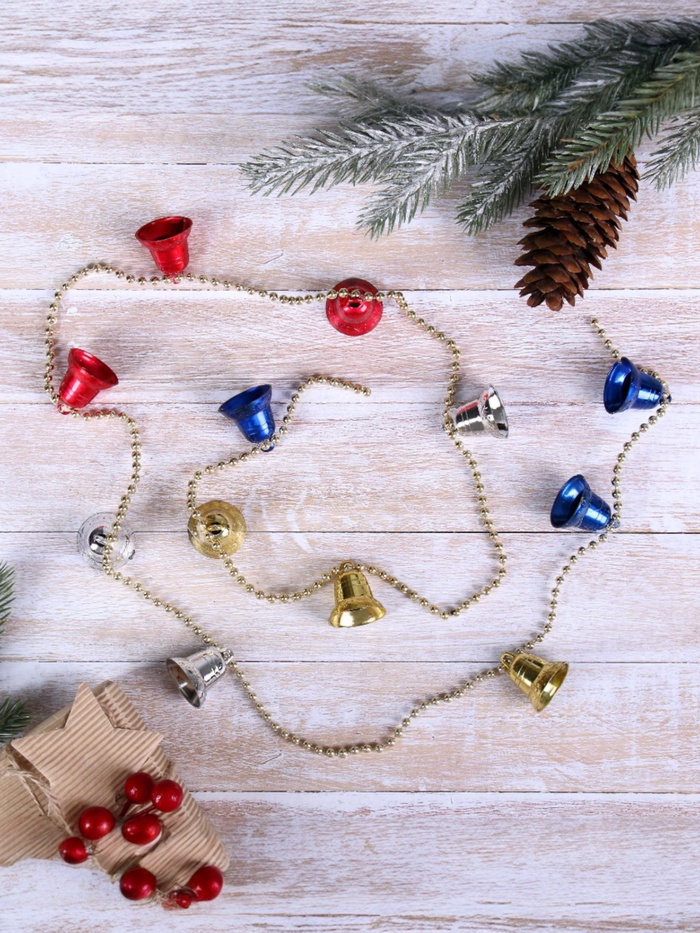 Бусы на ёлку «Разноцветные колокольчики», длина 1.1 м - Фото 1