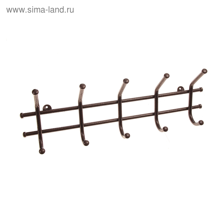 Вешалка настенная на 5 крючков «Норма-5», 48×16,5×8 см, цвет медный антик - Фото 1