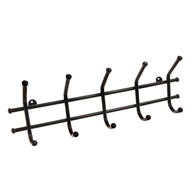Вешалка настенная на 5 крючков «Норма-5», 48×16,5×8 см, цвет чёрный
